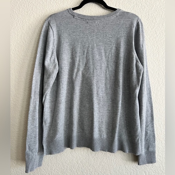 Celebrate Together Love Sweater XL Gray Long Sleeve Embroidered Pink Script - Picture 2 of 7